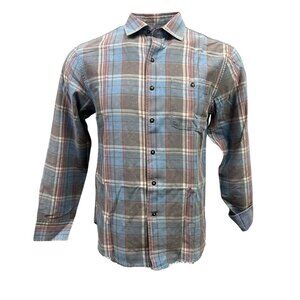 Tommy Bahama Men's 3XLT Fog Gray Distressed Fresno Plaid Reverse Print Shirt